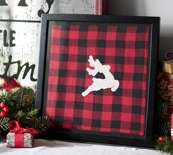 Framed Embroidered Stag Textile Wall Art Pottery Barn