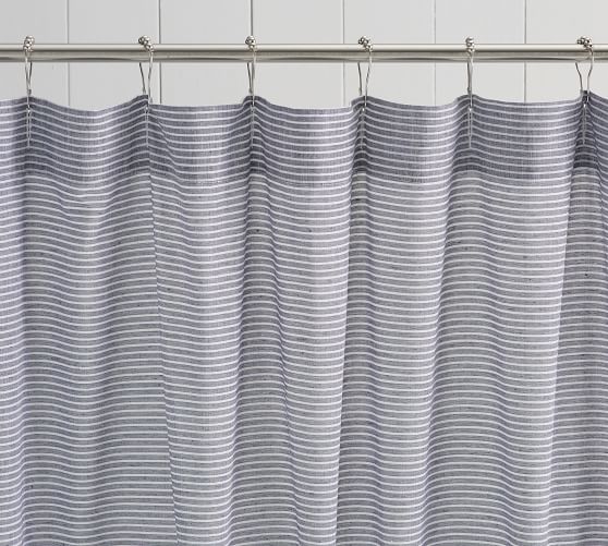 Mini Stripe Ruffled Shower Curtain Pottery Barn