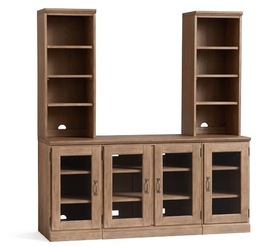 Printer's Entertainment Center With Towers & Glass Doors, Seadrift