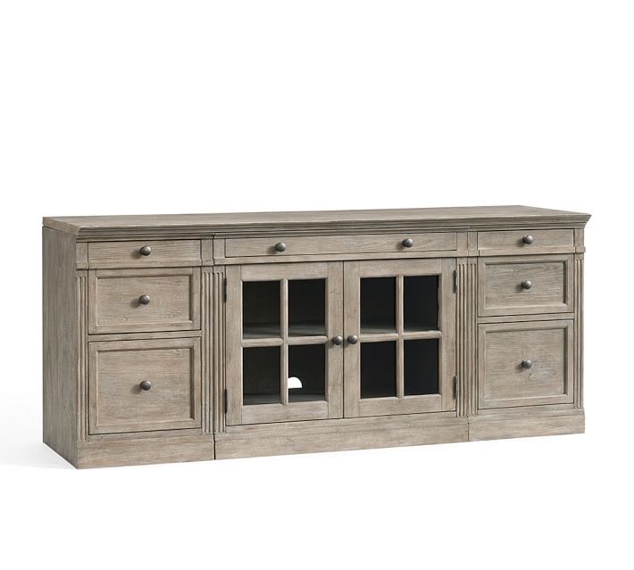 Livingston Small Tv Stand With Drawers Gray Wash Pottery Barn