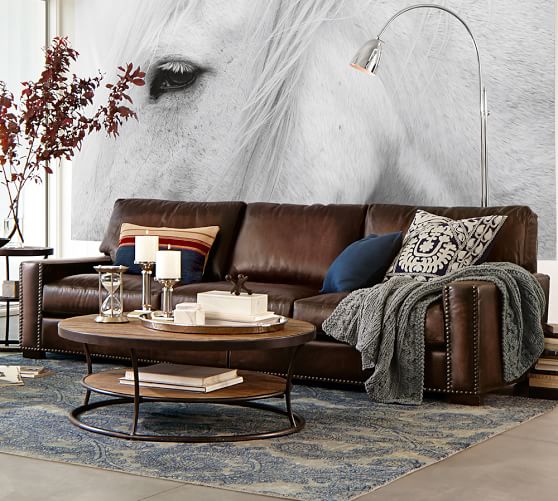 Turner Square Arm Leather Sleeper Sofa Bed Pottery Barn