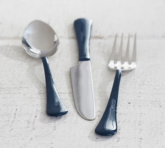 12Piece Enamel Flatware Set Indigo Pottery Barn