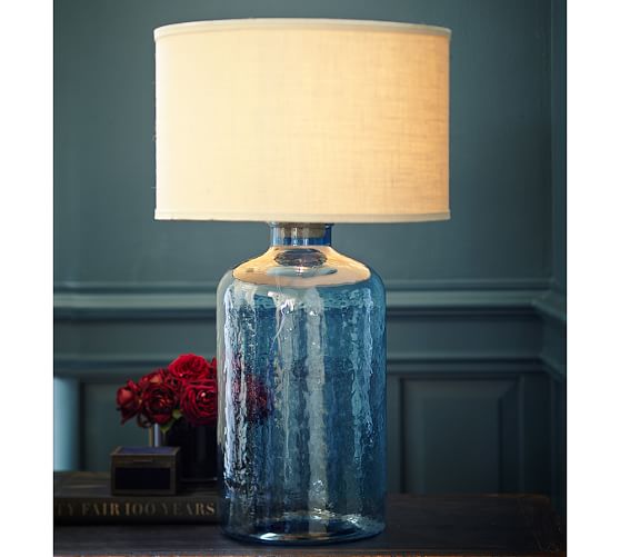 Clift Glass Table Lamp Base Light Blue Pottery Barn