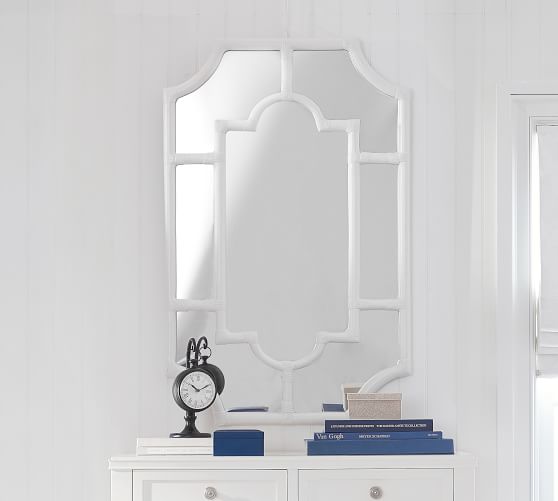 Avery White Bamboo Wall Mirror Pottery Barn