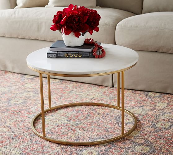 Delaney Marble Round Coffee Table Pottery Barn Delaney Marble Round Coffee Table