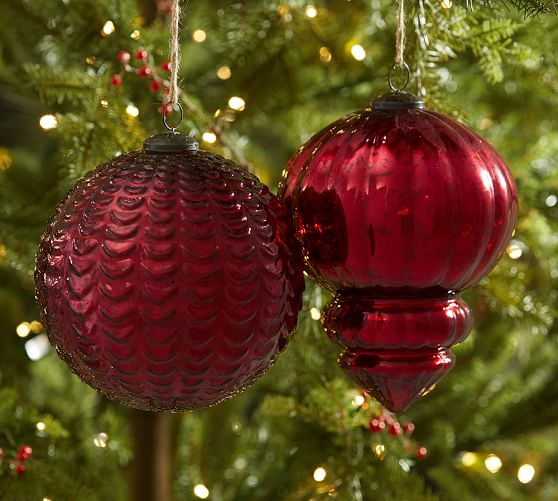 Oversized Red Mercury Glass Christmas Ornaments Pottery Barn