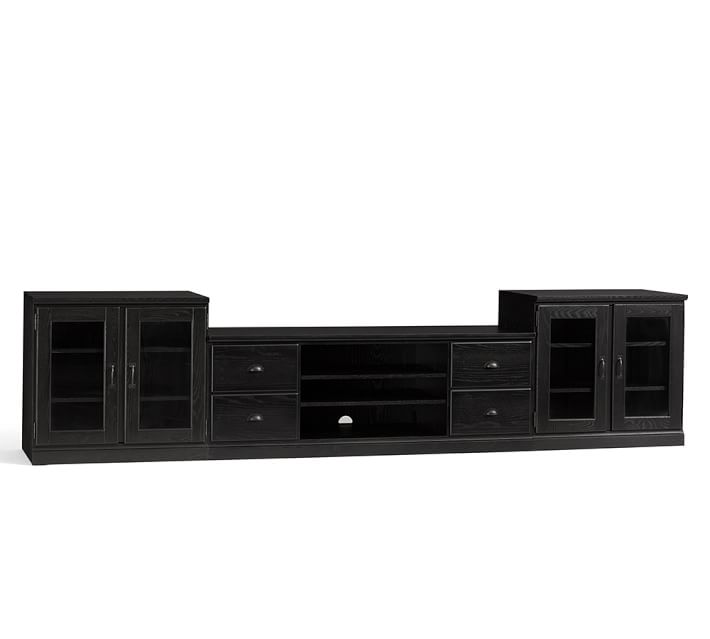 Printer S Large Tv Entertainment Center With Glass Doors Pottery Barn