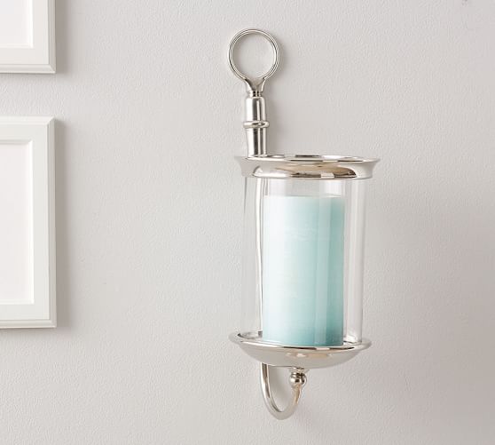 Arlington Nickel WallMounted Hurricane Candle Holder Pottery Barn