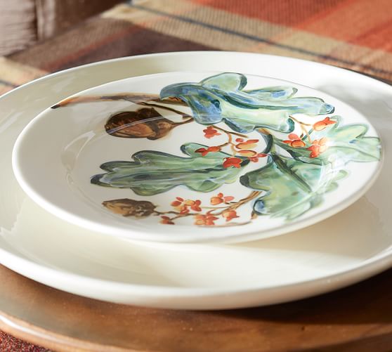 Watercolor Autumn Leaves Salad Plate, Set of 4 Assorted Pottery Barn