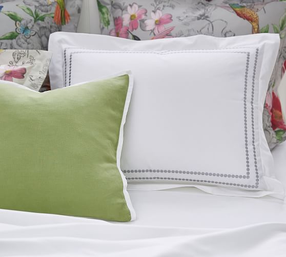 Belgian Linen Contrast Pillow Cover Pottery Barn