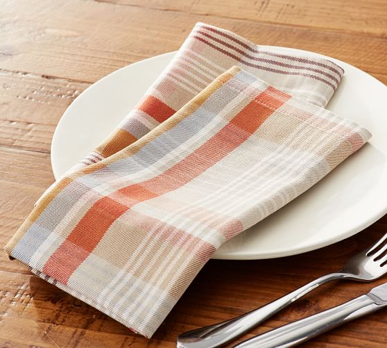 Pumpkin Plaid Napkin, Set of 4 Pottery Barn