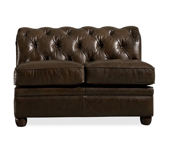 Chesterfield Leather Armless Loveseat Pottery Barn
