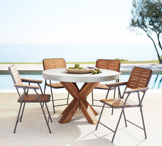 Abbott Round Brown Dining Table Tolland Folding Chair Set