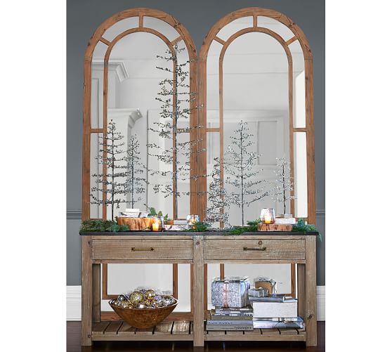 Distiller Arched Wood Floor Mirror Standing Mirror Pottery Barn