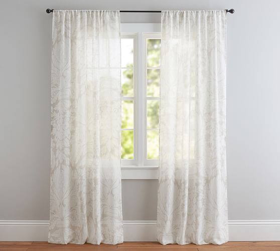 Damask Printed Sheer Curtain Pottery Barn