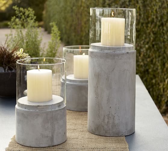 Cement & Glass Hurricanes | Candle Holder | Pottery Barn