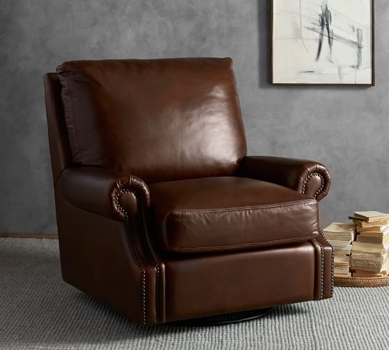 James Leather Swivel Chair | Pottery Barn