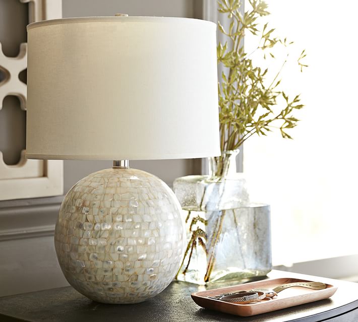 Jolie Mother Of Pearl Round Lamp Base Pottery Barn