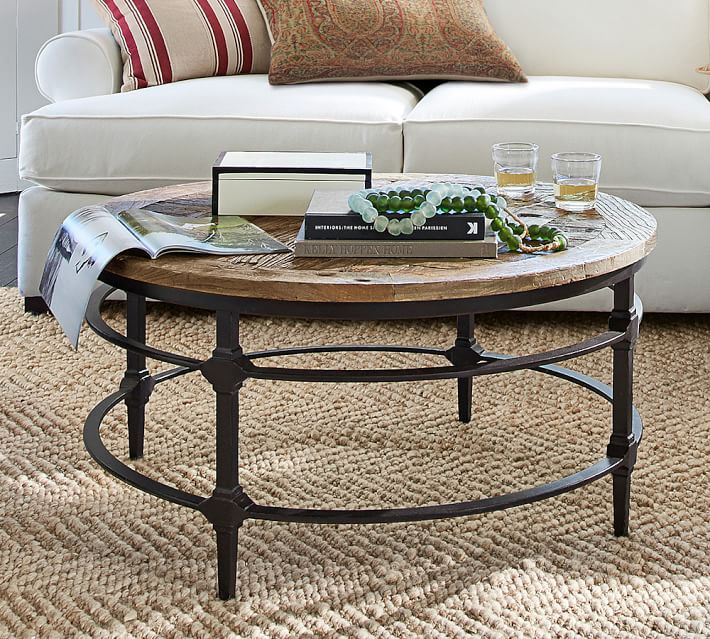 Parquet Reclaimed Wood Round Coffee Table Pottery Barn