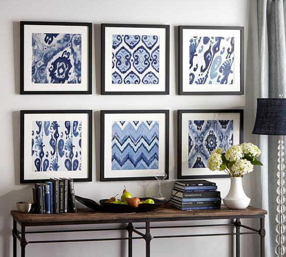 Indigo Ikat Framed Prints and more inspiring decorating ideas in Indigo Blue Mood: Decor Accents, Paint Colors & Blue Moments in My Home on Hello Lovely.