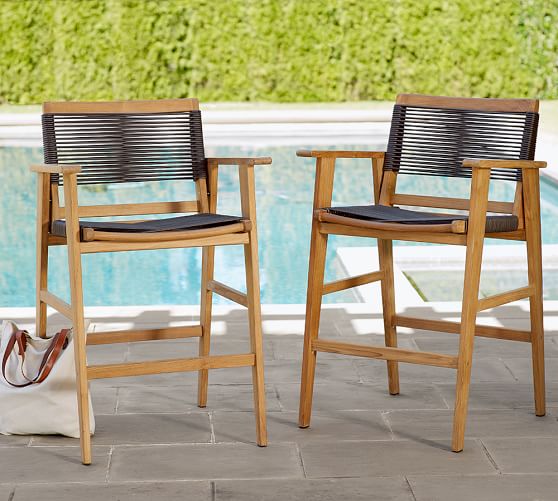 Palmer Rope Bar Stool With Back Pottery Barn