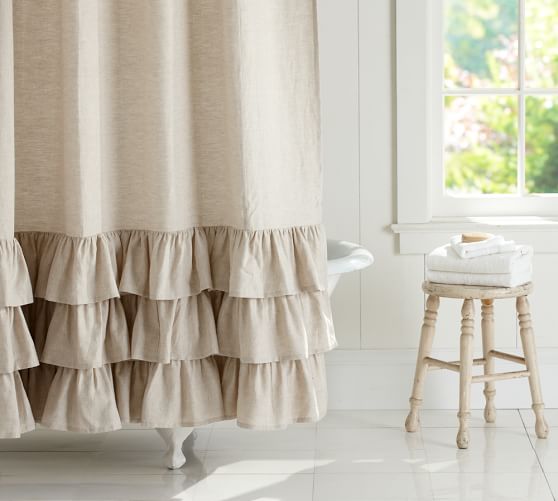 Linen Ruffle Shower Curtain Pottery Barn Linen Ruffle Shower Curtain Saved View Larger Roll Over Image To Zoom Alternate