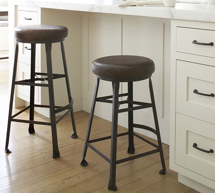 Decker Leather Seat Bar Stool Pottery Barn