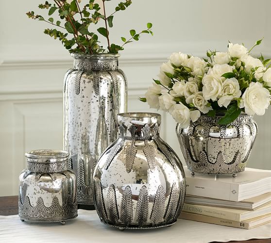 Madeline Mercury Glass and Metal Vases Pottery Barn