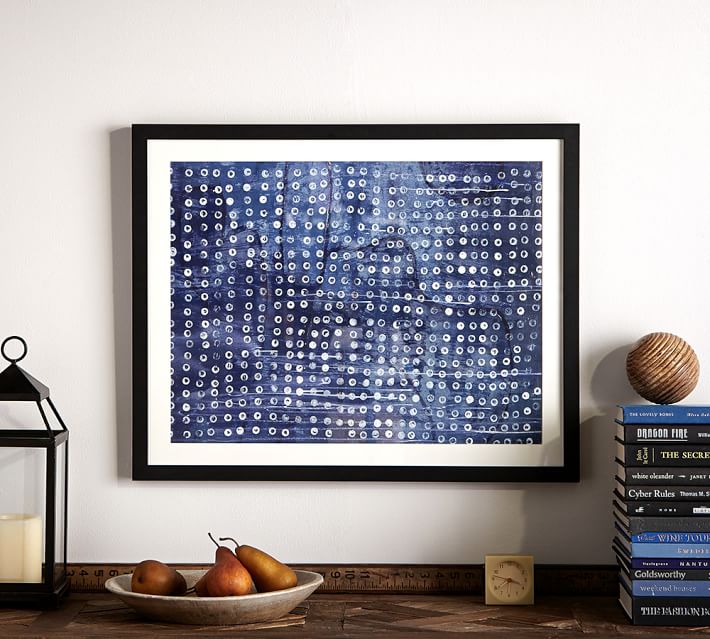 Indigo Dots Abstract Framed Print