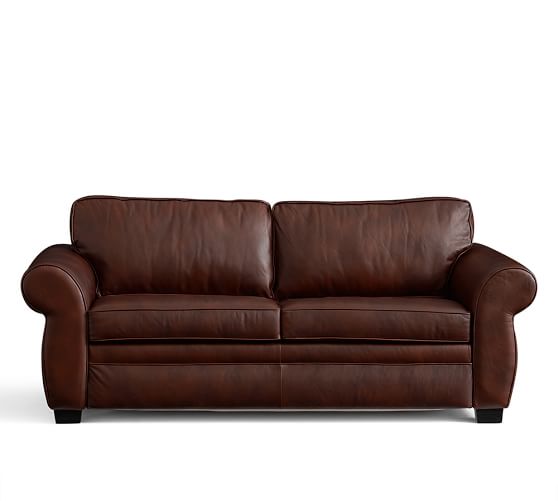Pearce Roll Arm Leather Deluxe Sleeper Sofa Pottery Barn