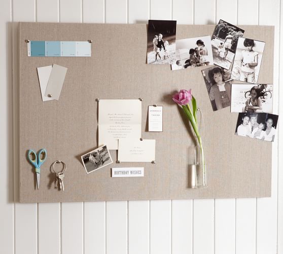 Linen Pinboard, 36 x 24", Stone