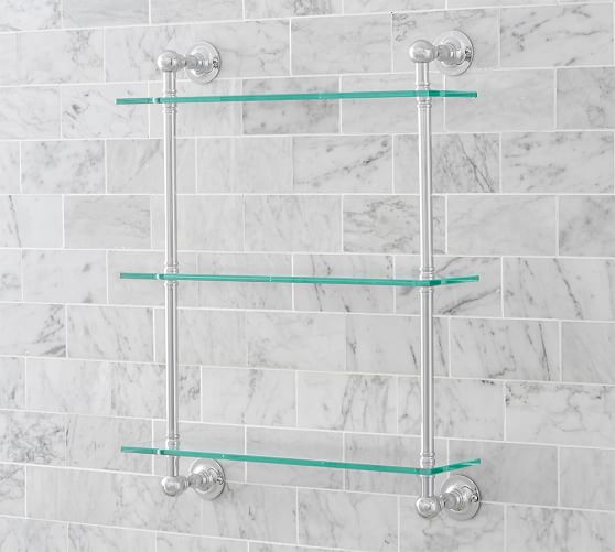 Sussex Triple Glass Shelf, Chrome