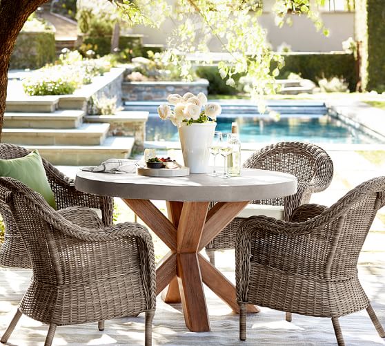 Abbott Round Table Brown Torrey Dining Chair Set 4 Roll Arm Chairs