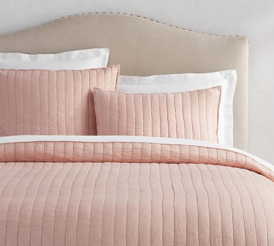 Pillow Shams Pottery Barn Silk Cotton Channel Quilted Euro Pillow