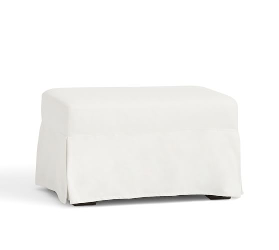 York Slipcovered Ottoman Polyester Wrapped Cushions Brushed