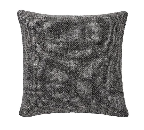 Faye Textured Linen Pillow Cover Light Ebony Pottery Barn