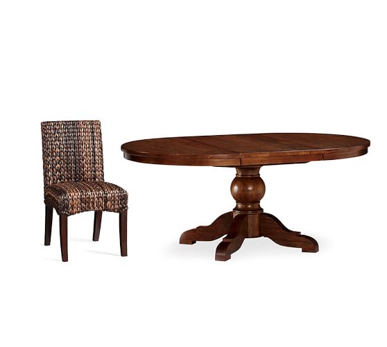 Sumner Extending Pedestal Rustic Mahogany Seagrass Chairs Set Of 4 Dark Havana