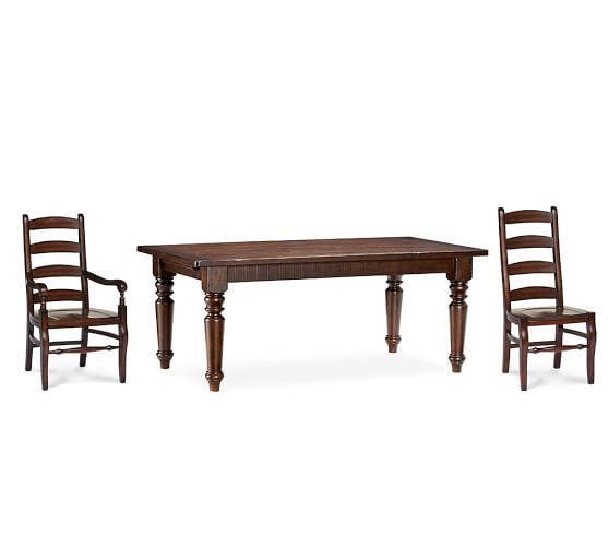 Sumner Extending Table 4 Wynn Side Chairs 2 Armchairs Rustic Mahogany