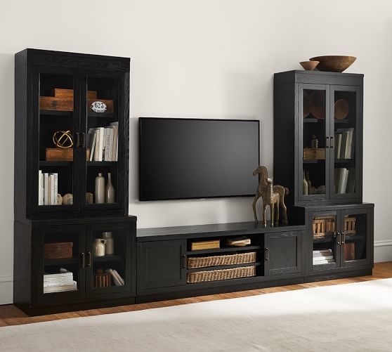 Reynolds Tv Stand Media Suite With Gl Door Towers Reynolds Tv Stand Media Suite With Gl Door Towers
