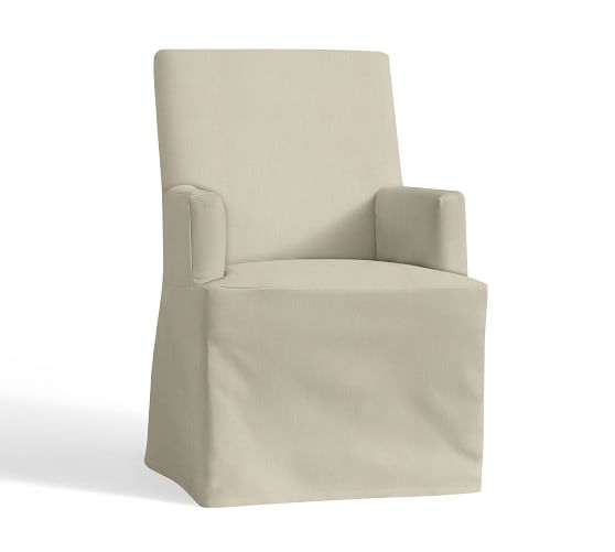 Pb Comfort Square Dining Arm Chair Long Slipcover Performance