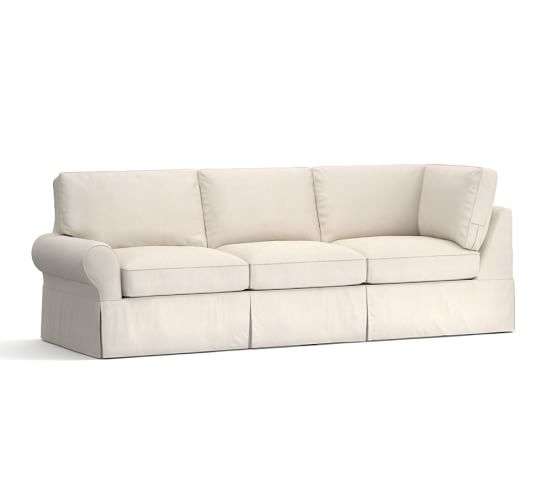 Pb Basic Left Return Sofa Slipcover Performance Tweed Ecru