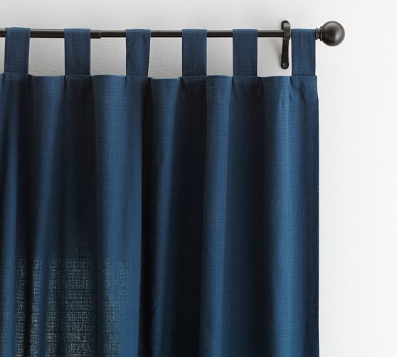 Textured Cotton Tab Top Drape 50 X 96 Navy Pottery Barn