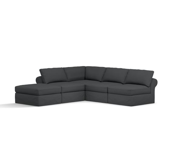 Pb Air Roll Arm 5 Piece Armless L Shaped Sectional With Ottoman