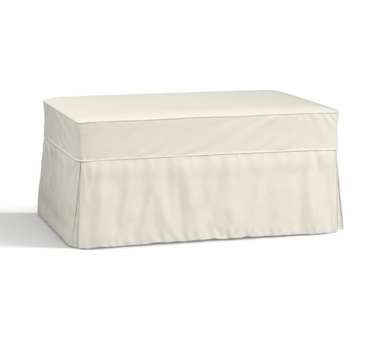 Charleston Ottoman Slipcover Washed Linen Cotton Ivory Pottery Barn
