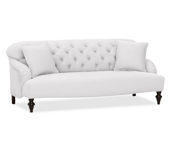 Clara Upholstered Apartment Sofa 75 Polyester Wred Cushions Twill White
