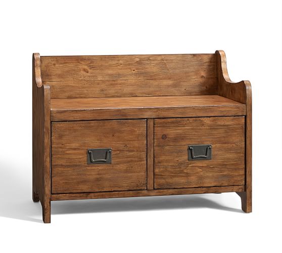 Wade Entryway Bench With Drawers Small Weathered Pine Finish