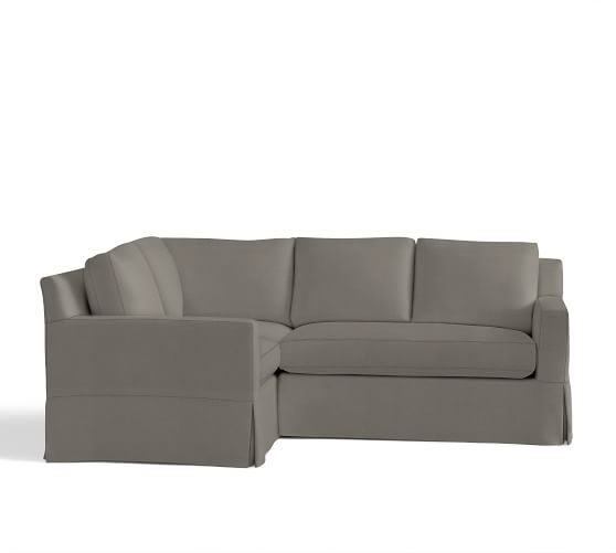 York Square Arm Slipcovered 3 Piece Corner Sectional With Bench