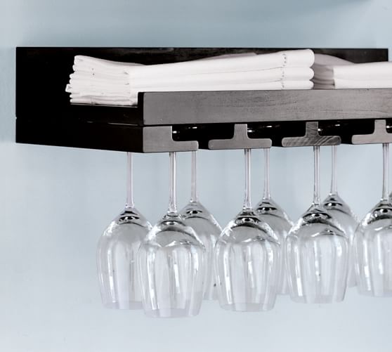 Holman Entertaining Shelf Wineglass Black Pottery Barn