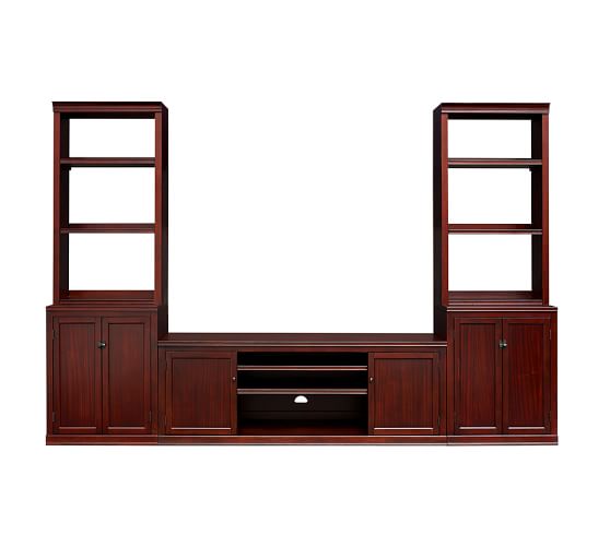 Logan Small Entertainment Center With Doors And Open Shelving