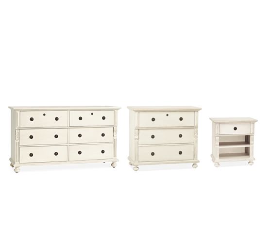 Sofia Dresser Nightstand 4 Piece Set Almond White Pottery Barn